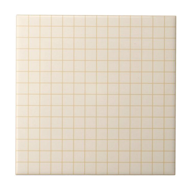 Soft Cream Checkered Pattern Retro Minimalist  Ceramic Tile (Front)