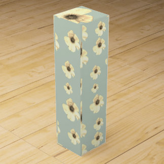Soft Cream Floral Pattern Sage Green Wine Gift Box