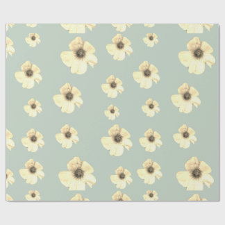 Soft Cream Floral Sage Green Wrapping Paper