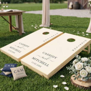 Soft cream simply elegant wedding cornhole set