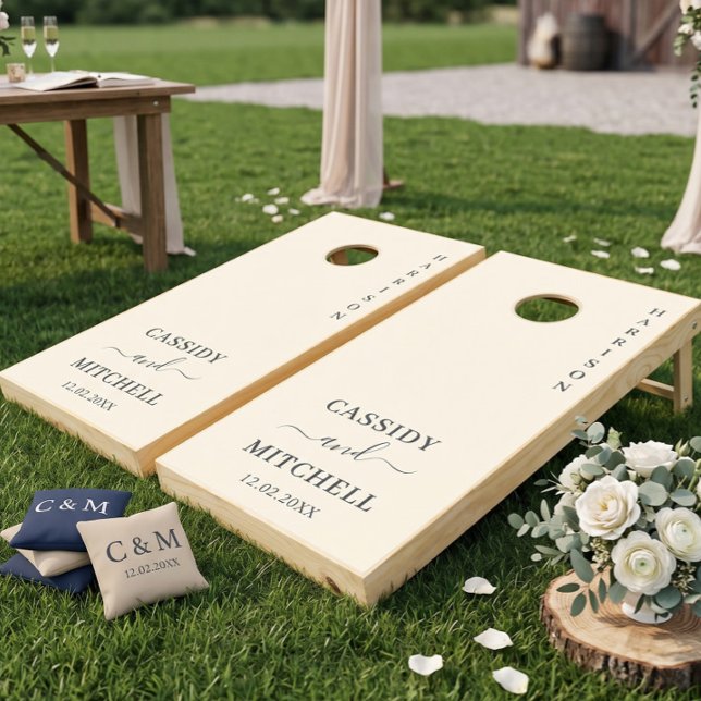 Soft cream simply elegant wedding  cornhole set (Creator Uploaded)