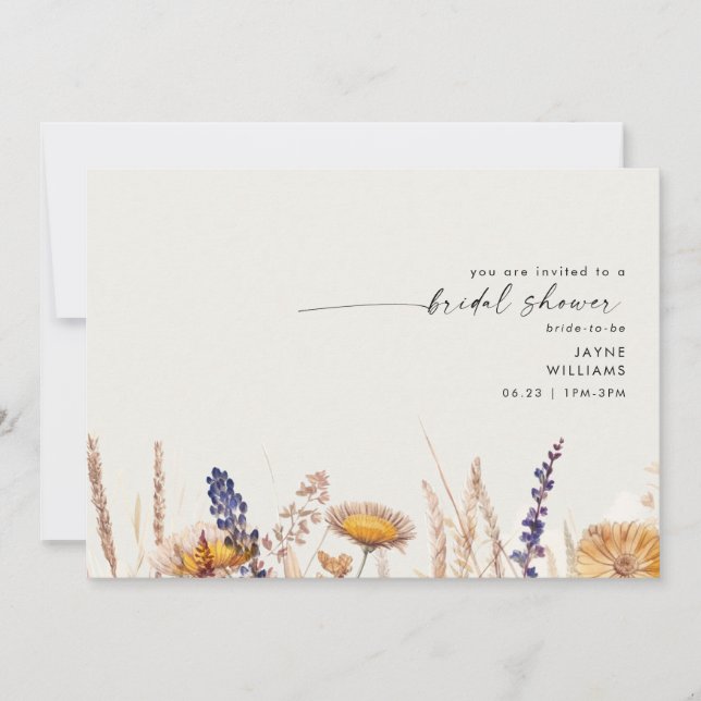 Soft Cream Swash Fall Foliage Bridal Shower  Invitation (Front)