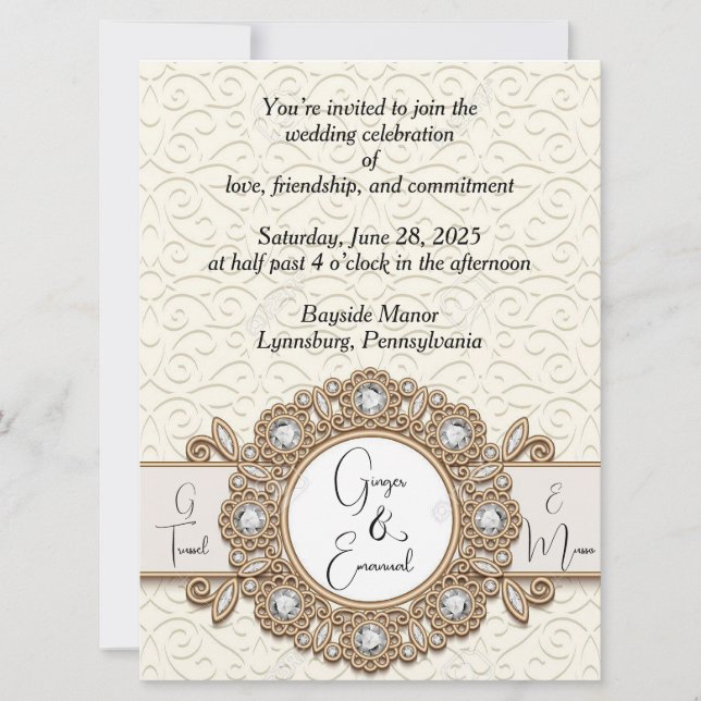 Soft Cream Swirls Wedding Invitation  (Front)