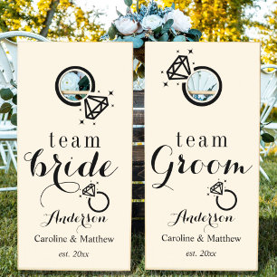 Soft Cream Wedding bride and groom teams  Cornhole Set