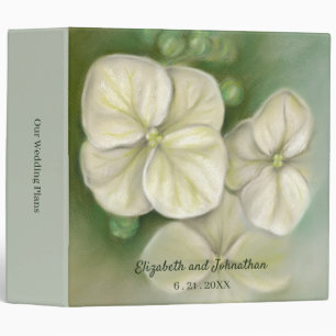 Soft Cream White Pastel Hydrangea Floral Wedding 3 Ring Binder
