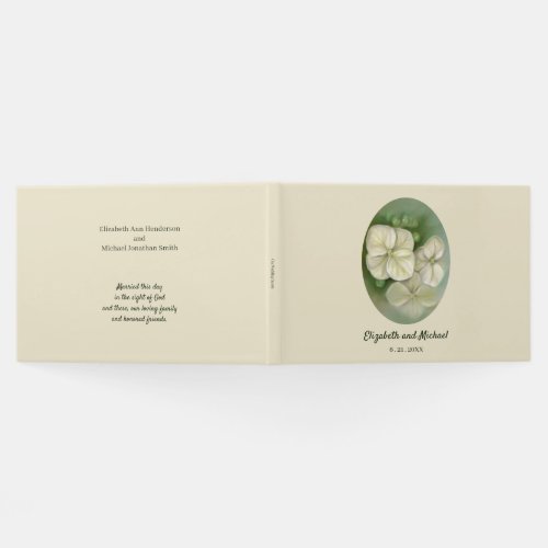 Soft Cream White Pastel Hydrangea Floral Wedding Guest Book