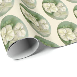 Soft Cream White Pastel Hydrangea Floral Wrapping Paper