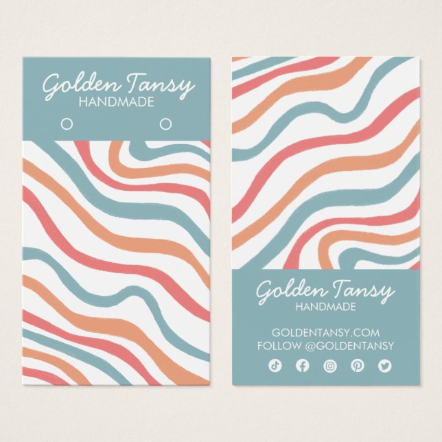 Soft Curves Blue Earring Jewelry Display Card (Front & Back)