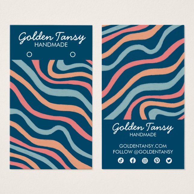 Soft Curves Blue Earring Jewelry Display Card (Front & Back)