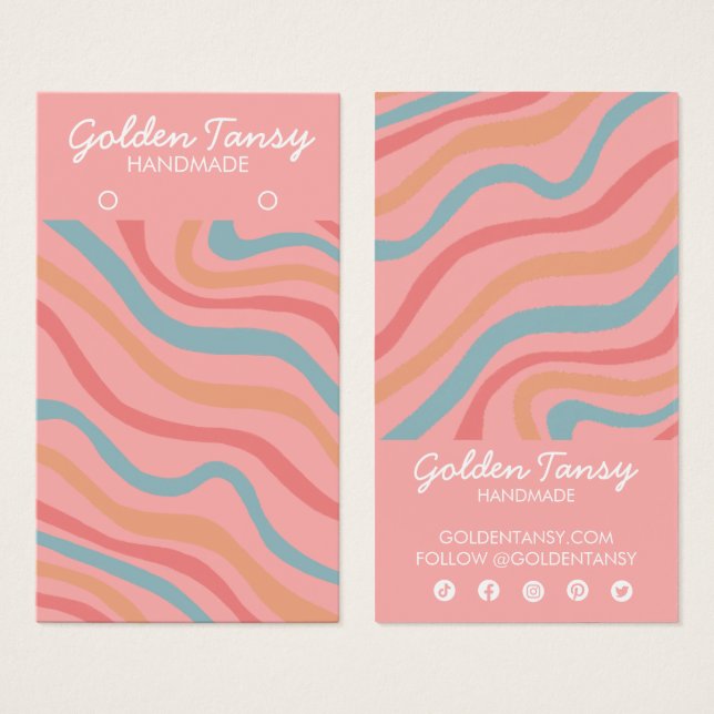 Soft Curves Pink Earring Jewelry Display Card (Front & Back)