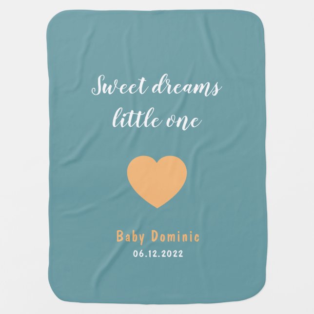 Soft & Cute Custom Name Mint Green Unisex Newborn Baby Blanket (Front)