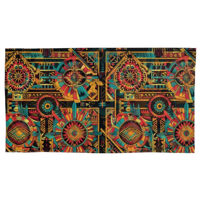 Soft Cyan "Aztec Dream" King Size Pillowcase (Front)