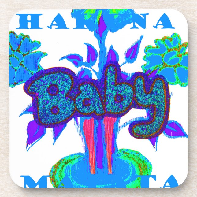 Soft Cyan Blue Flower Art: A Baby's Touch.  Beverage Coaster (Front)