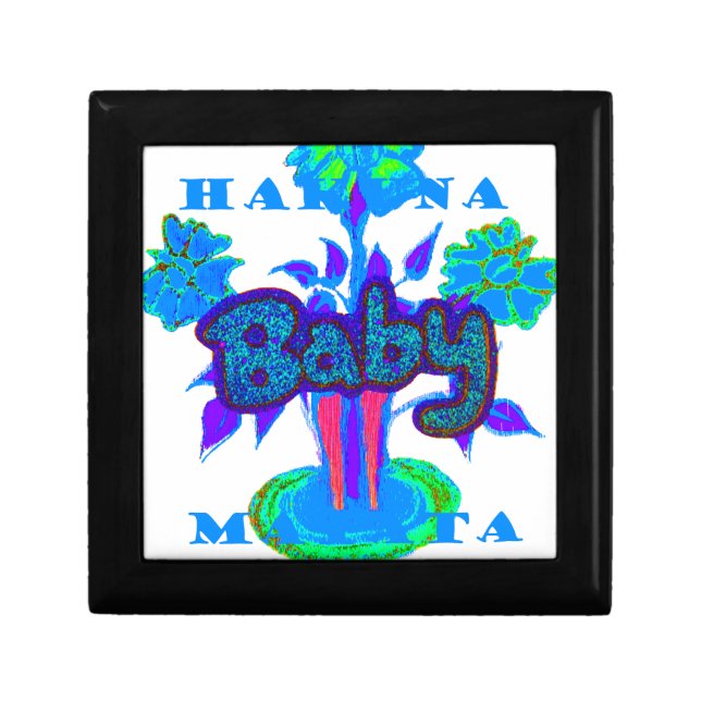 Soft Cyan Blue Flower Art: A Baby's Touch.  Jewelry Box (Front)