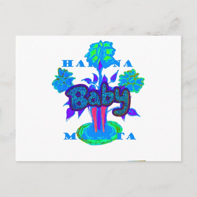 Soft Cyan Blue Flower Art: A Baby's Touch.  Postcard (Front)