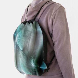 Soft cyan gray rocky texture with digital details drawstring bag