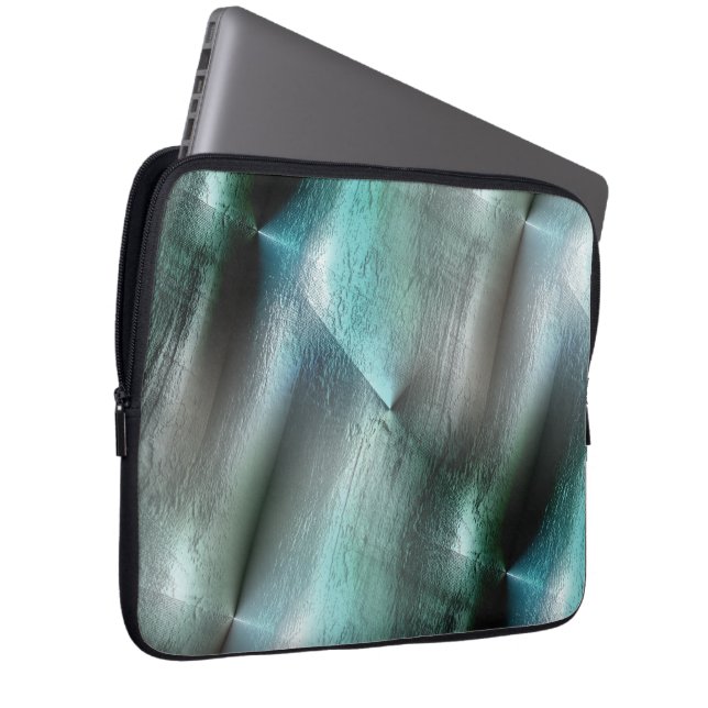 Soft cyan gray rocky texture with digital details  laptop sleeve (Front Right)