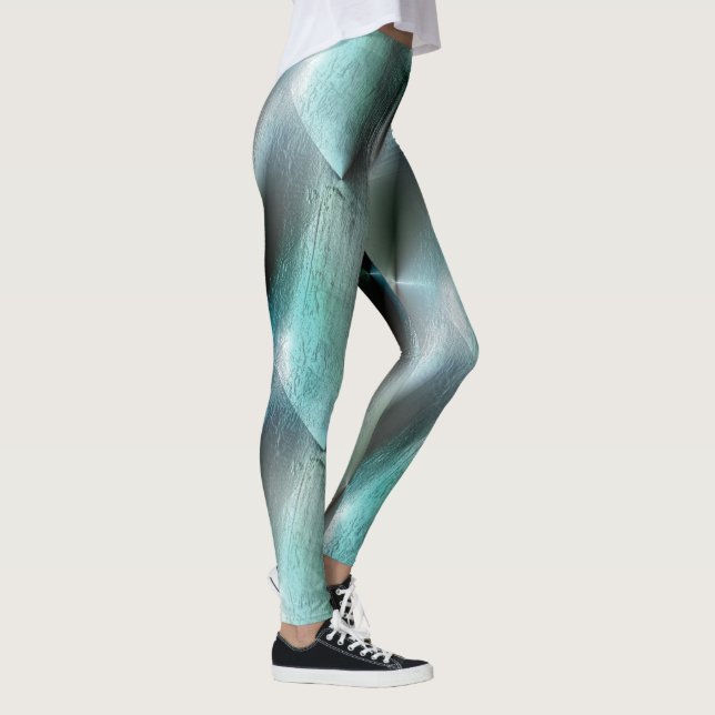 Soft cyan gray rocky texture with digital details  leggings (Right)