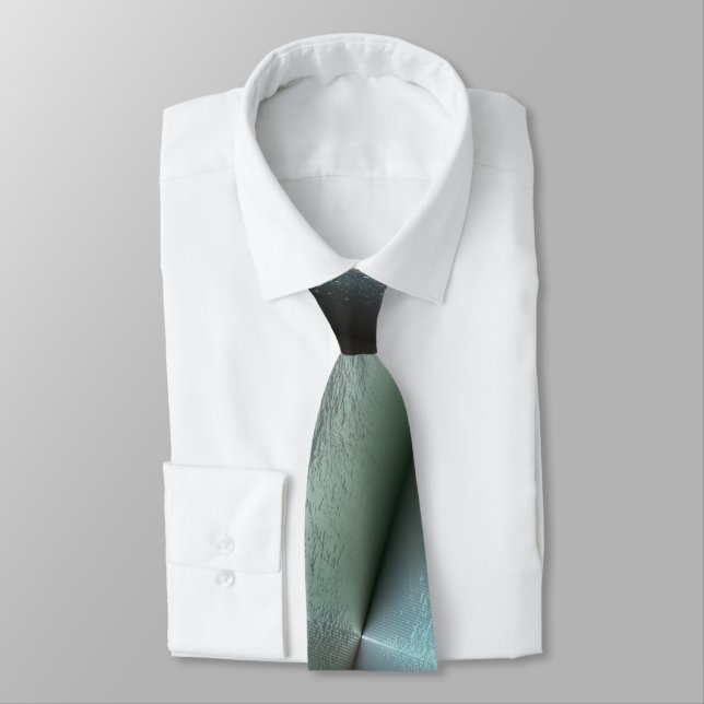 Soft cyan gray rocky texture with digital details  neck tie (Tied)