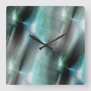 Soft cyan gray rocky texture with digital details square wall clock