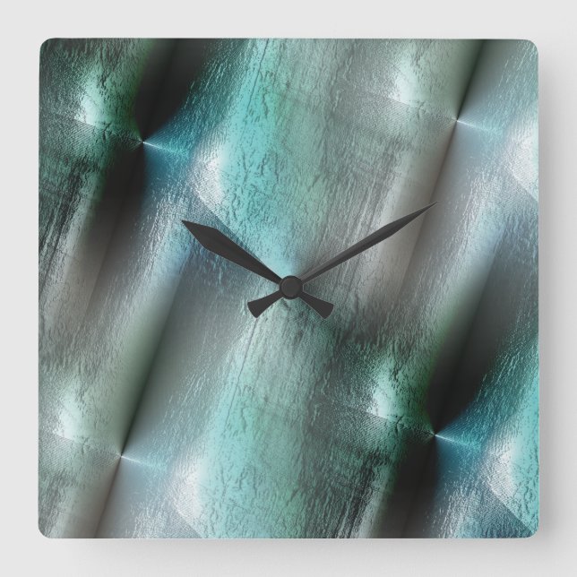 Soft cyan gray rocky texture with digital details  square wall clock (Front)
