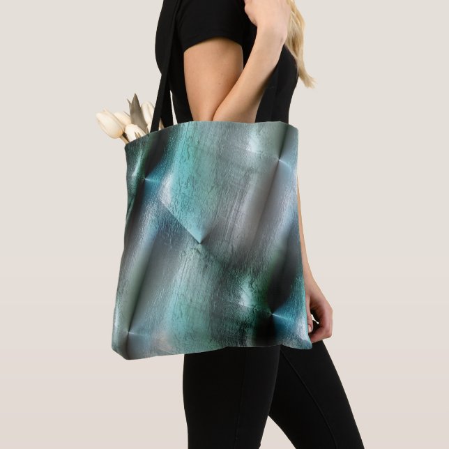 Soft cyan gray rocky texture with digital details  tote bag (Close Up)