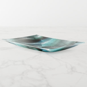 Soft cyan gray rocky texture with digital details trinket tray