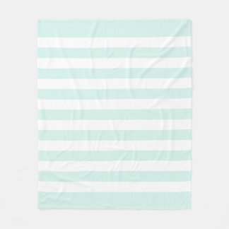Soft Cyan Green Pastel & White Lines Pattern Fleece Blanket