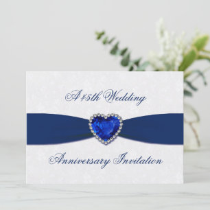 Soft Damask 45th Wedding Anniversary 5x7 Invite