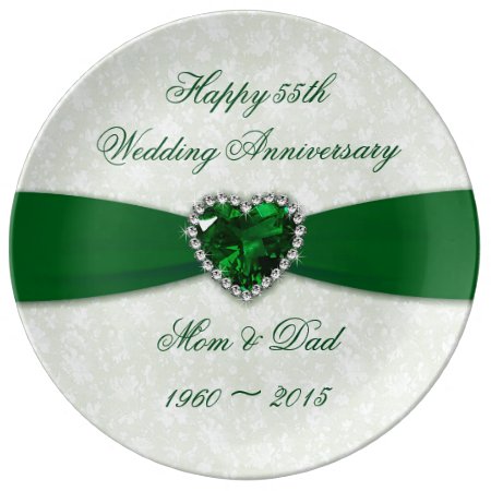 Soft Damask 55th Anniversary Porcelain Plate