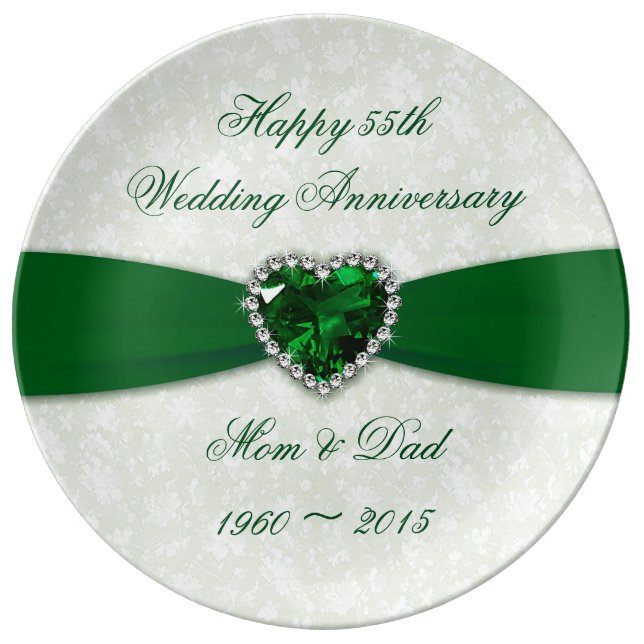 Soft Damask 55th Anniversary Porcelain Plate (Front)
