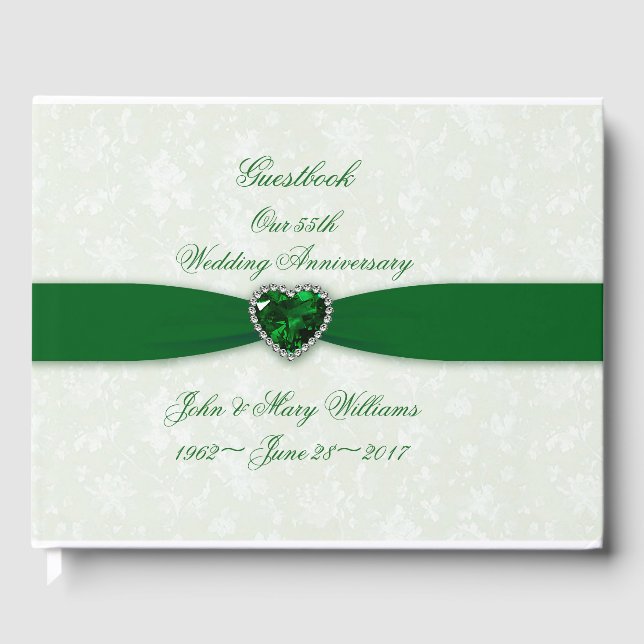 Soft Damask 55th Wedding Anniversary Guestbook (Front)