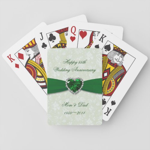 Soft Damask 55th Wedding Anniversary Poker Cards
