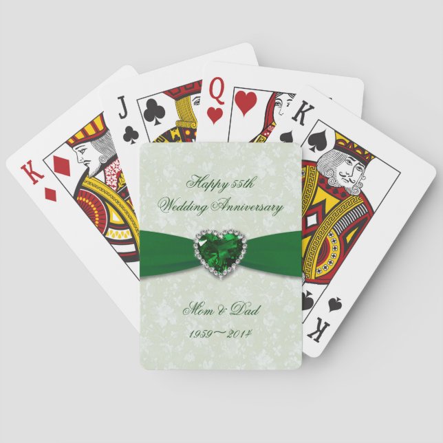 Soft Damask 55th Wedding Anniversary Poker Cards (Back)