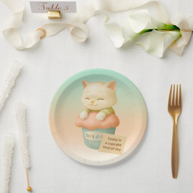 Soft Day: Today is a Cupcake Kind of Day Art Paper Plates (Wedding)