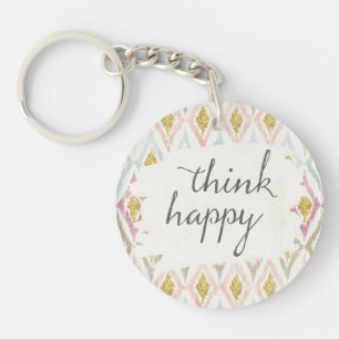 Soft Deco V Think Happy Keychain