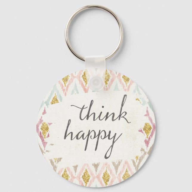 Soft Deco V | Think Happy Keychain (Front)