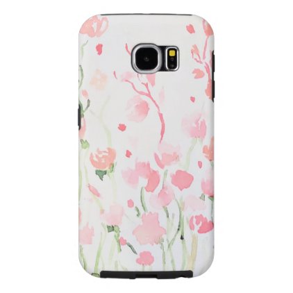 Soft Delicate Pink and Green Watercolor Flowers Samsung Galaxy S6 Case