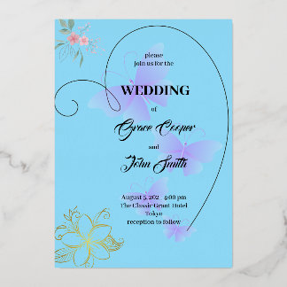 SOFT DESIGN WITH HEART BORDER FOIL INVITATION