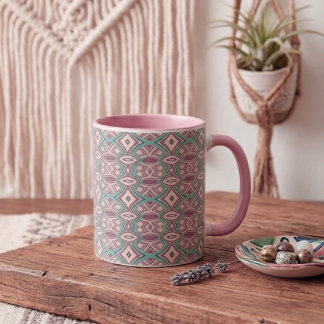 Soft Diamond & Oval Symmetry Two-Tone Coffee Mug