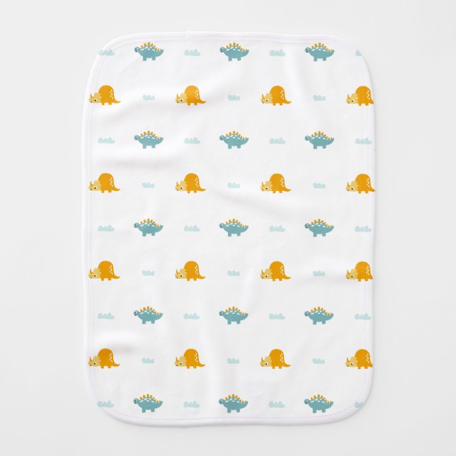 Soft Dinosaur Journey  Baby Burp Cloth (Front)