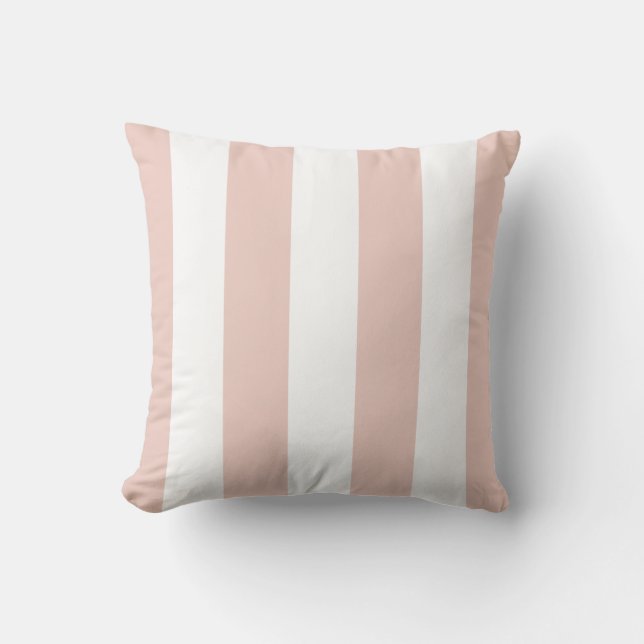 Soft Dogwood and White Striped Throw Pillow (Front)
