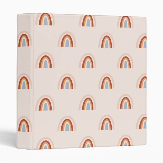 Soft Doodle Rainbow Pattern 3 Ring Binder (Front/Spine)