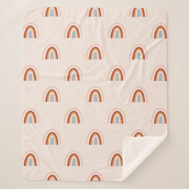 Soft Doodle Rainbow Pattern Sherpa Blanket (Front)