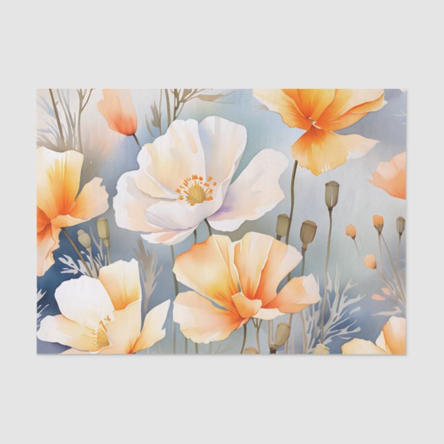 Soft Dreamy Background with Poppy Flowers Tissue Paper (Front)
