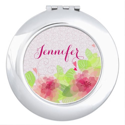 Soft Dreamy Colorful Spring Flower Monogram Makeup Mirror