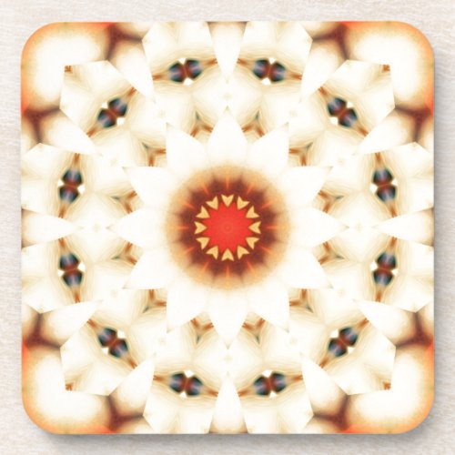 Soft Dreamy Cream Floral Pattern Beverage Coaster