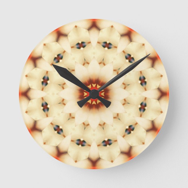 Soft Dreamy Cream Floral Pattern Round Clock (Front)