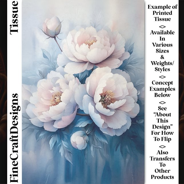 Soft Dreamy White & Pink Peonies CR1 Decoupage Tissue Paper (Creator Uploaded)