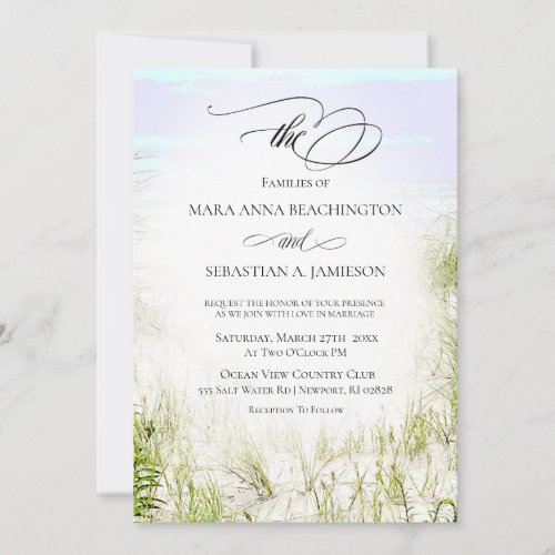  Soft Dune Beach Grass Photo   Wedding Invitation